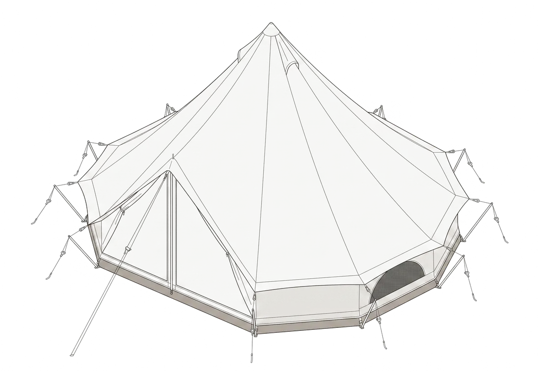 Sibley Apex — disegno tecnico bell tent cotone tecnico