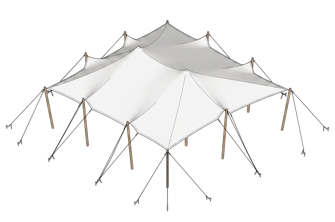 Najara — disegno tecnico stretch tent Triflexx
